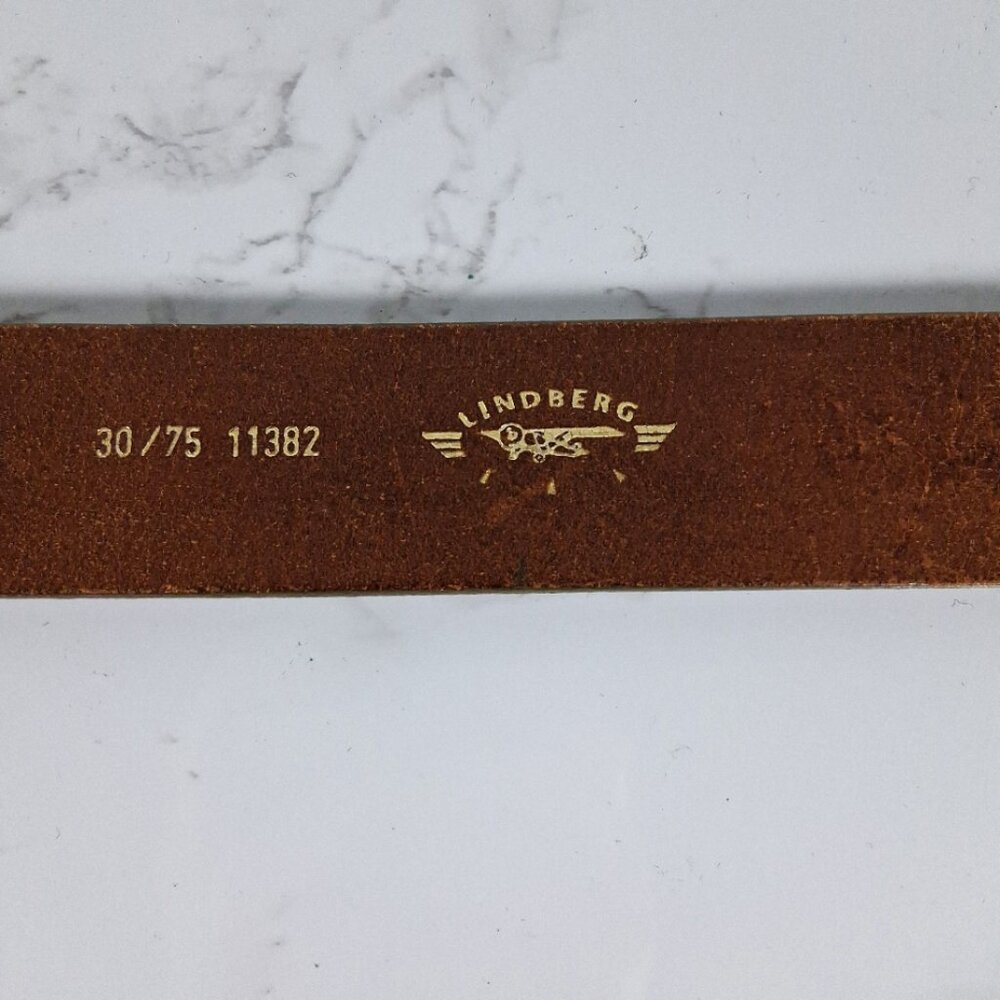 Rugged Brown Genuine Leather Double Hole Belt Made in Italy LINDBERG Size 30 - Picture 7 of 8